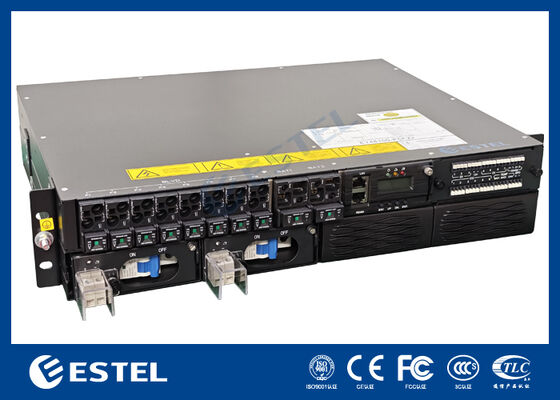 ET48100P5E22 سیستم توزیع برق DC نصب شده در رک برای شبکه های مخابراتی با 8 خروجی فیدر، 2 ورودی باتری و مانیتورینگ یکپارچه