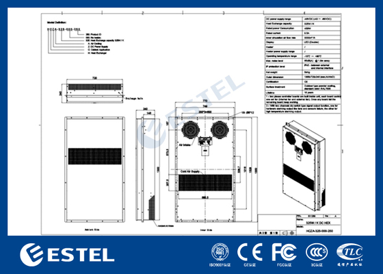 48VDC 325W/K مبادله گرما با RS485 MODBUS RTU