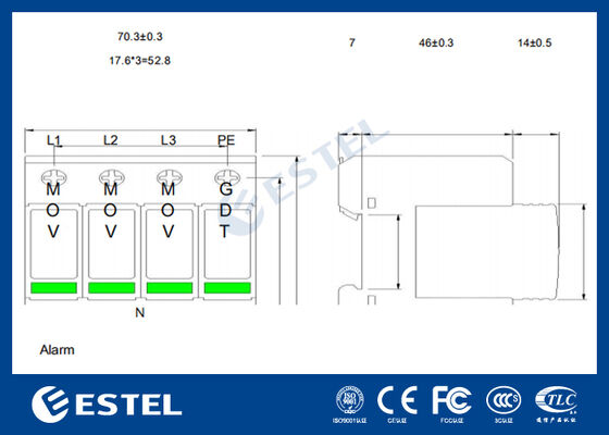 M1L385-40 II دستگاه حفاظت از افزایش ولتاژ (SPD) برای توزیع برق - جریان افزایش ولتاژ 40kA، 230V/400VAC، پورت آلارم از راه دور، نصب ریل DIN، IP20، حفاظت کلاس C