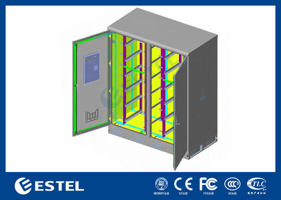 کابینت برق فضای باز دو محفظه ای IP65 42U – RAL7035، ساختار فولاد گالوانیزه 1.5 میلی متری و فولاد ضد زنگ SUS316 برای دوام و حفاظت بیشتر