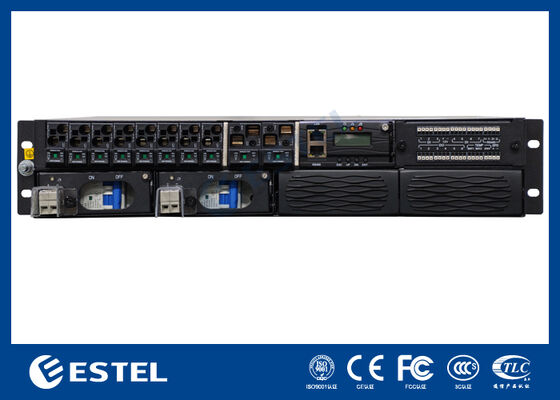 ET48100P5E22 سیستم توزیع برق DC نصب شده در رک برای شبکه های مخابراتی با 8 خروجی فیدر، 2 ورودی باتری و مانیتورینگ یکپارچه