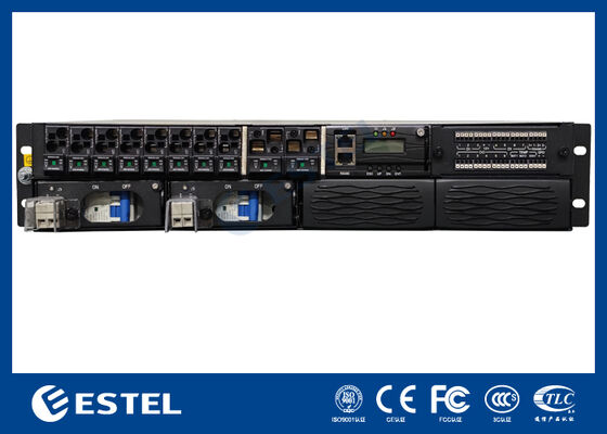 ET48100P5E22 سیستم توزیع برق DC نصب شده در رک برای شبکه های مخابراتی با 8 خروجی فیدر، 2 ورودی باتری و مانیتورینگ یکپارچه