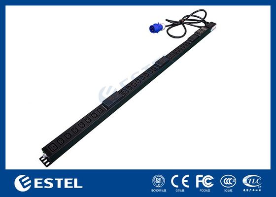 PDU عمودی مشکی 200 - 240VAC 32A با خروجی‌های C13 / C19 برای توزیع برق